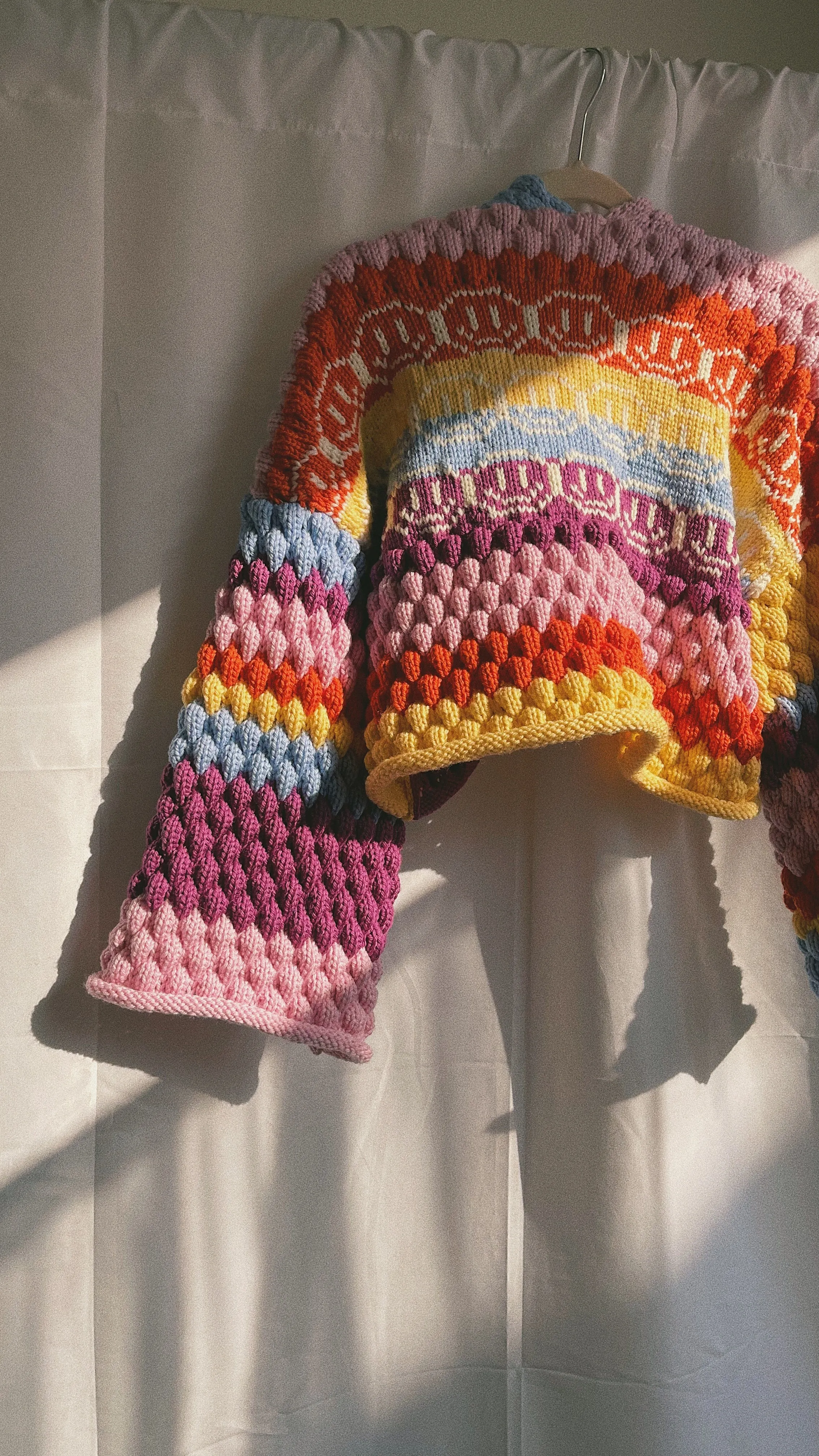 (Sample) Josephine Bee Bubble Rainbow Knit Jacket - READY TO SHIP