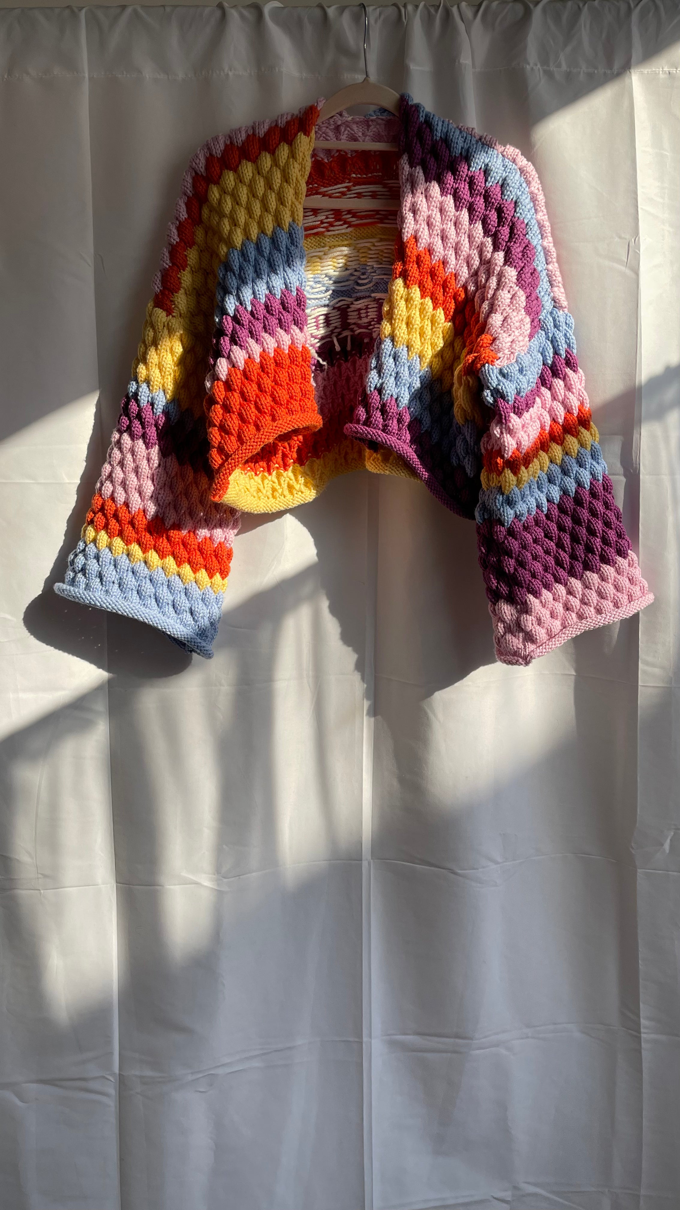 (Sample) Josephine Bee Bubble Rainbow Knit Jacket - READY TO SHIP