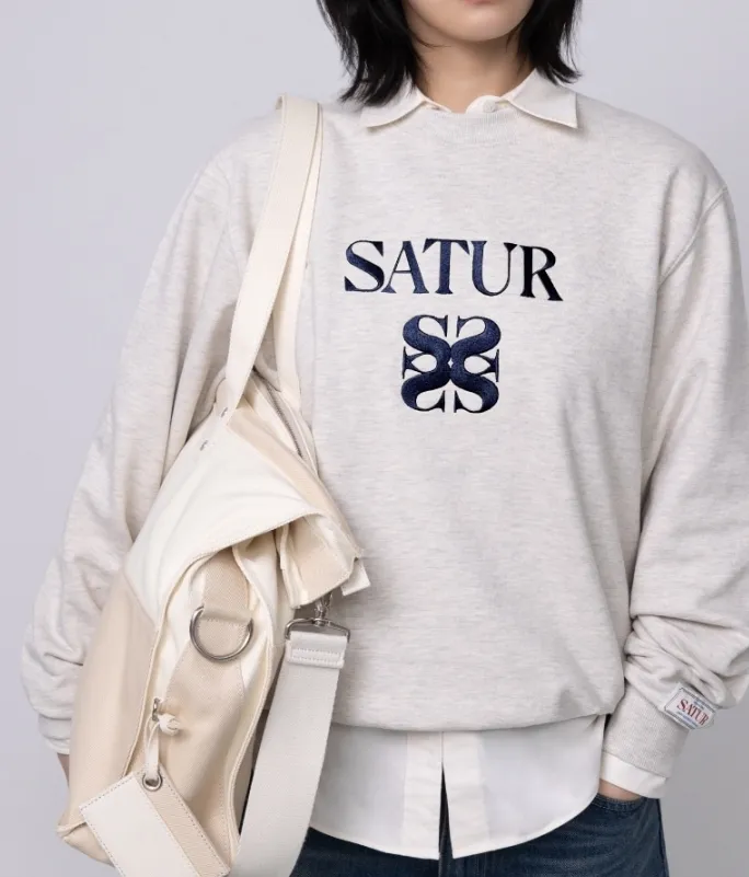 SATUR  |Street Style Long Sleeves Plain Logo Hoodies & Sweatshirts