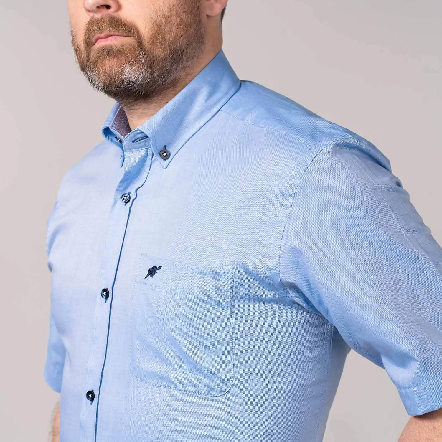 Short-sleeve Chambray Shirt - Blue