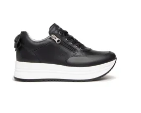 SNEAKERS NEROGIARDINI DONNA GUANTO NERO PU.EVORA B16495 BIANCO LACCI + ZIP  E306370D/100