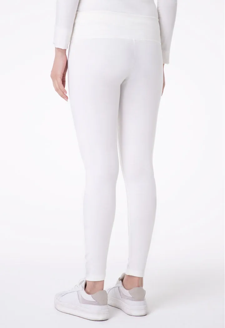 Solid Mid Waist Legging Pants