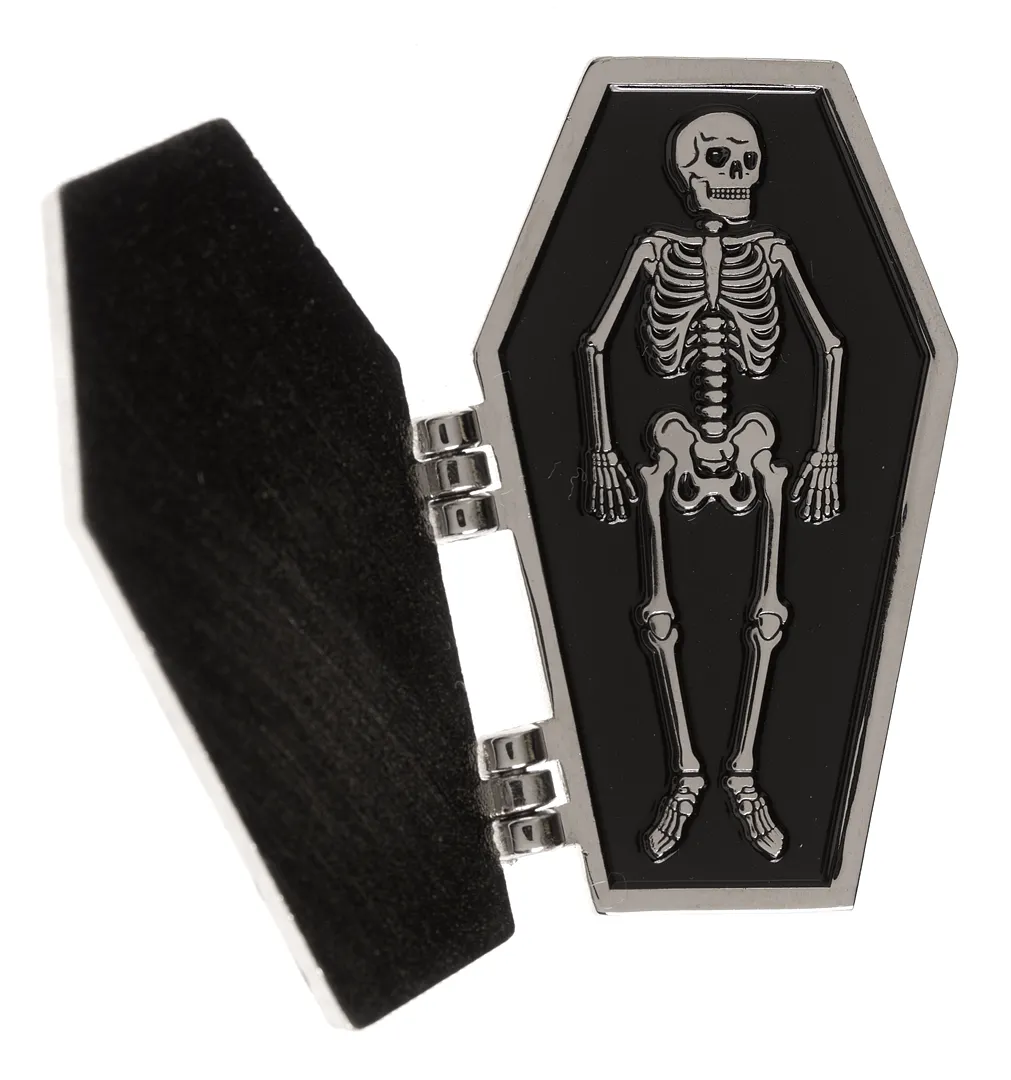 Sourpuss Drop Dead Coffin Enamel Pin