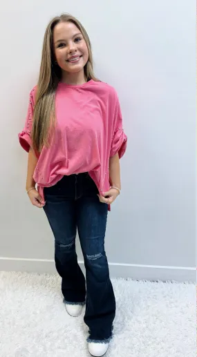 Studded Oversized High Low Tee Shirt