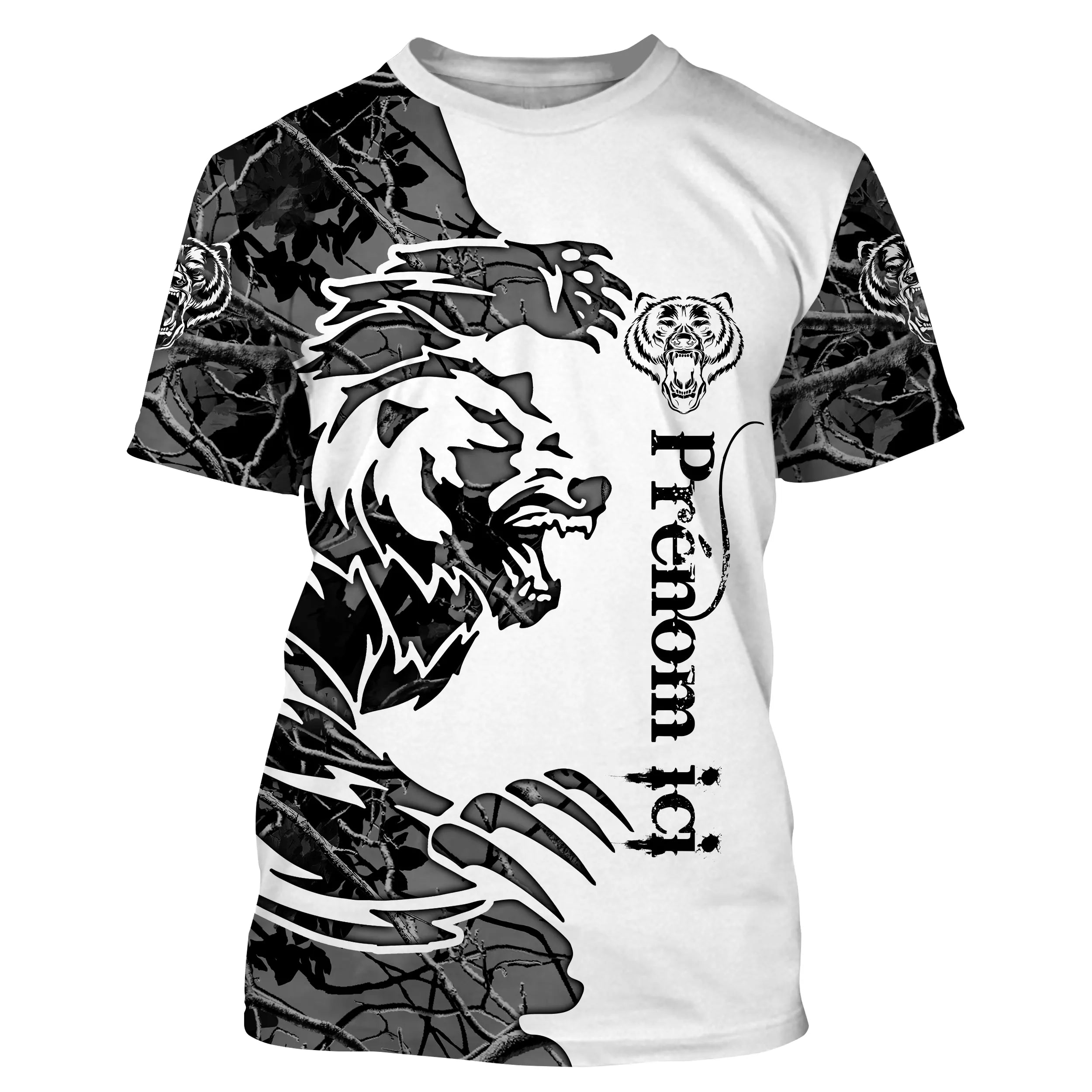 T-shirt Chasse  l'Ours Noir, Cadeau Personnalisé Chasseurs, Motif Tatouage Ours - CT29082218