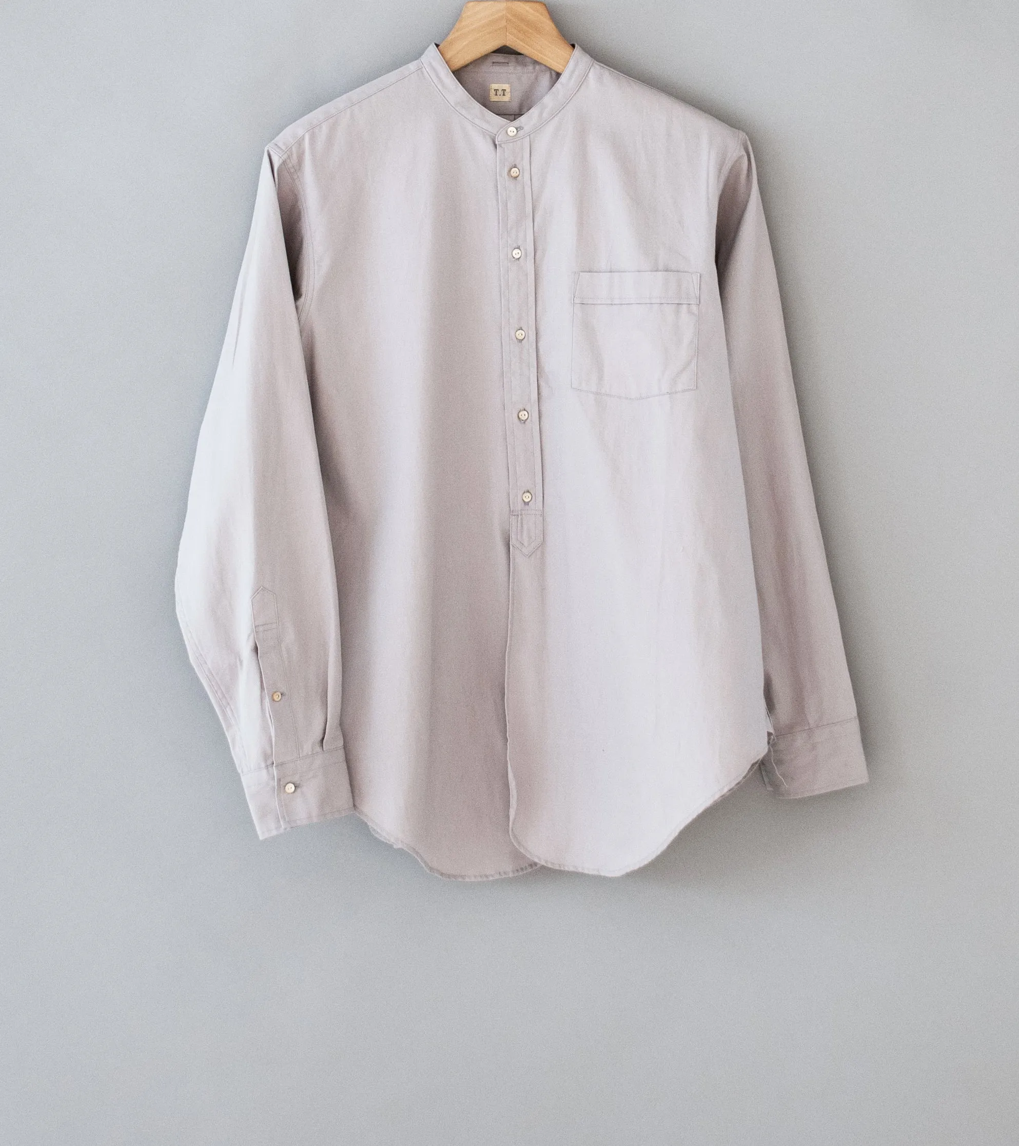 Taiga Takahashi 'Lot 104 Band Collar Shirt' (Purple Gray)