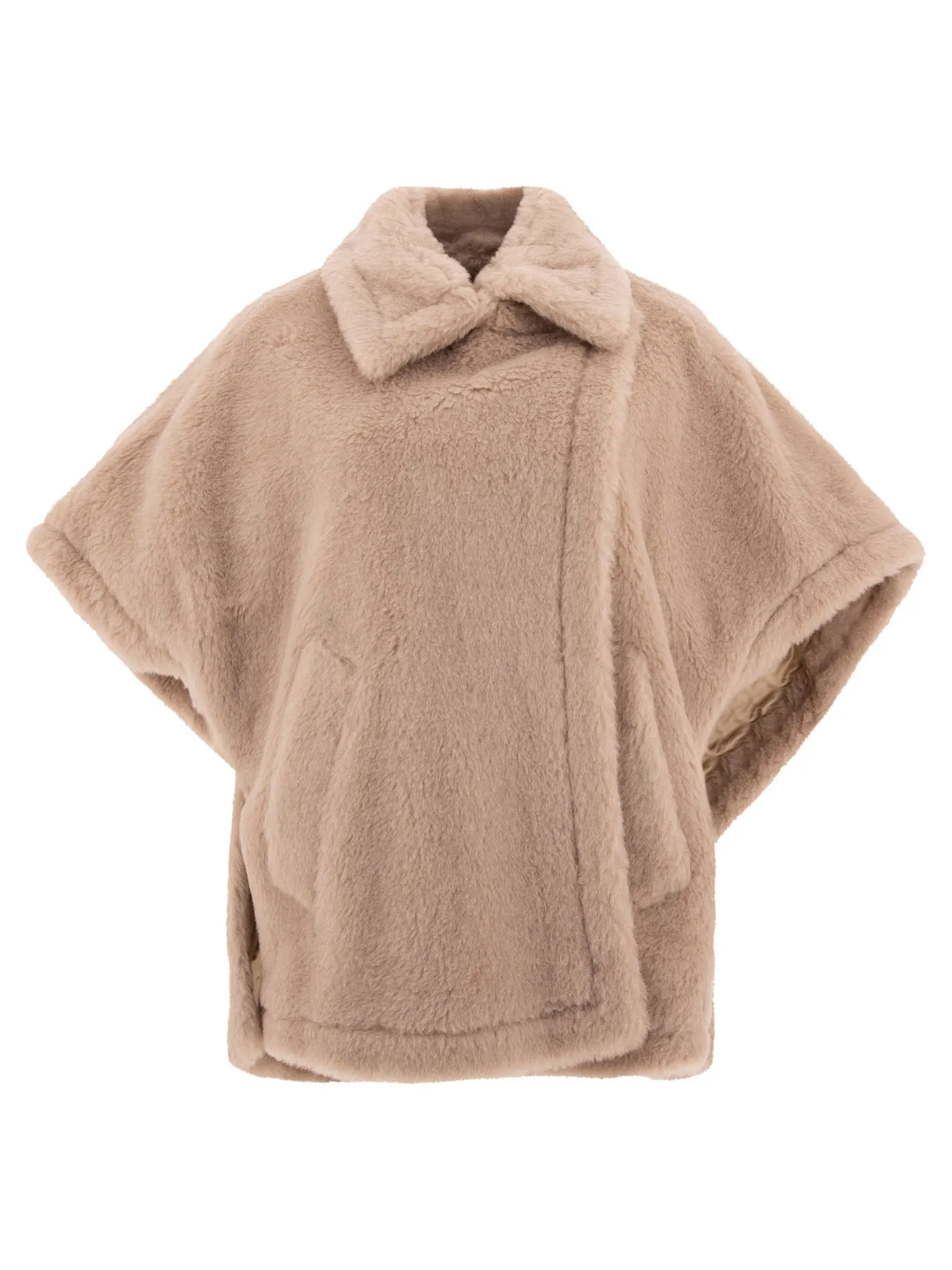 Teddy Fabric Cape Coats Beige