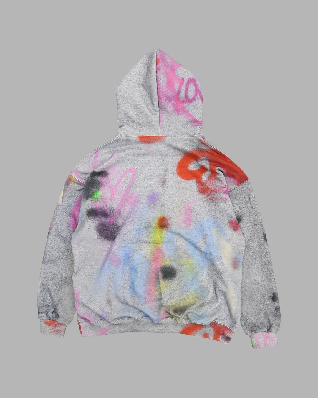 THE MUSEUM VISITOR  |[THE MUSEUM VISITOR]★LOVE MULTI SPRAYED PRINTED HOODY