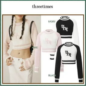 threetimes  |Street Style Long Sleeves Plain Logo Hoodies & Sweatshirts