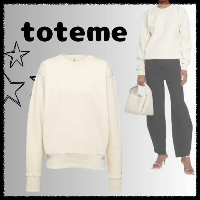 TOTEME  |Crew Neck Unisex Sweat Street Style Long Sleeves Plain