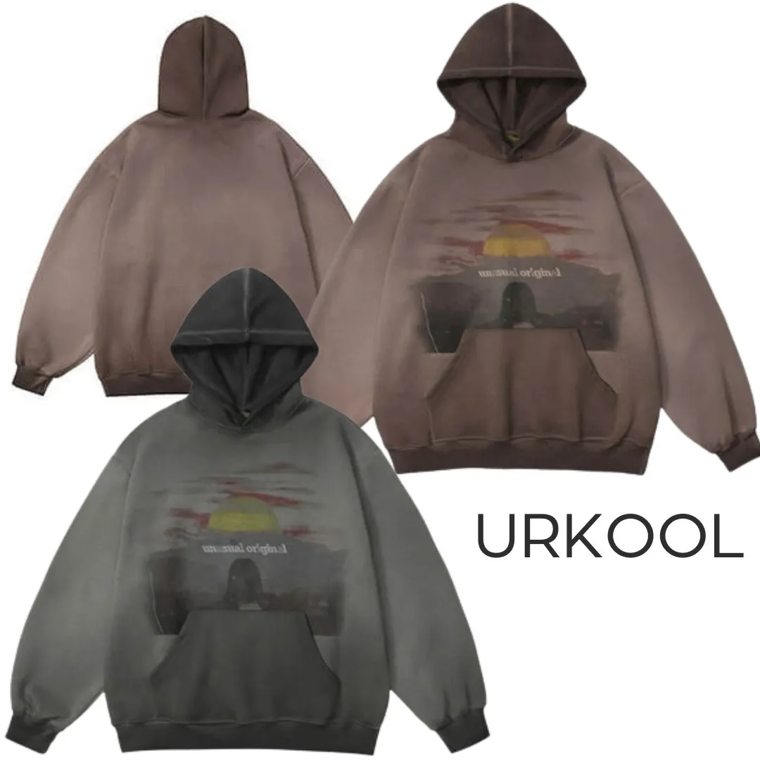 URKOOL  |Unisex Street Style Tie-dye Long Sleeves Cotton Oversized