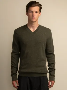 V Neck Sweater - Military