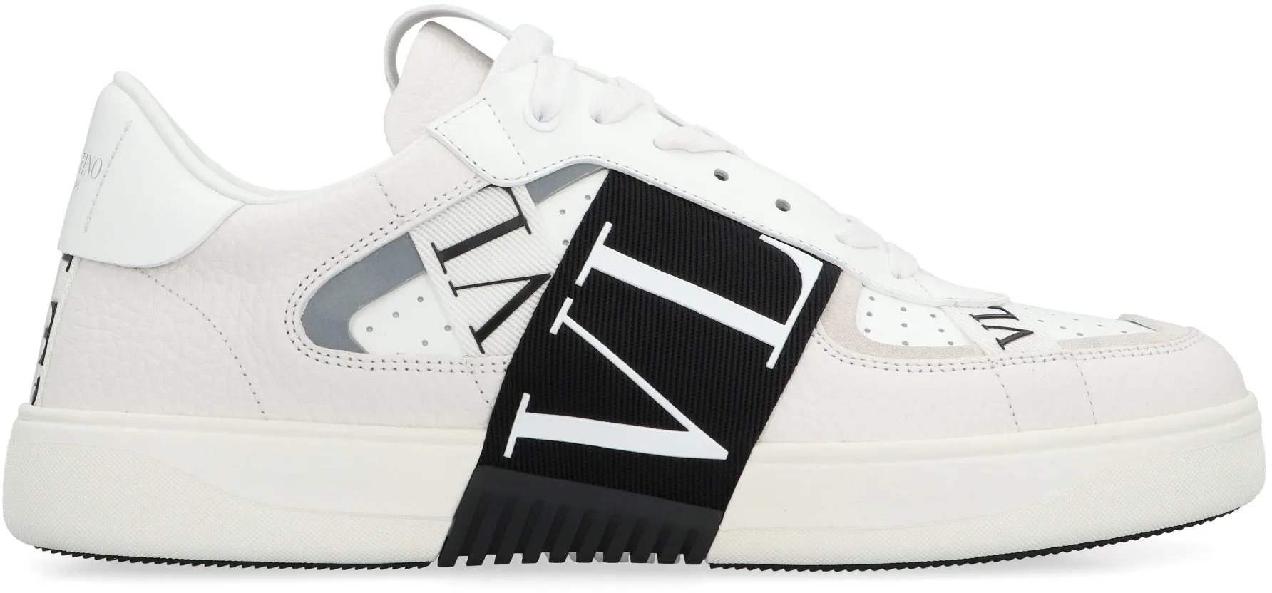 VALENTINO Men's White Low-Top Sneakers: Leather and Fabric with Rubber Soles for SS24