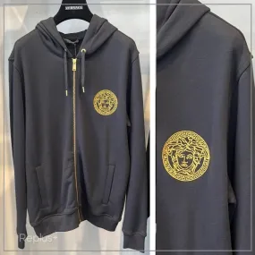 VERSACE  |Unisex Street Style Long Sleeves Plain Logo Luxury Hoodies