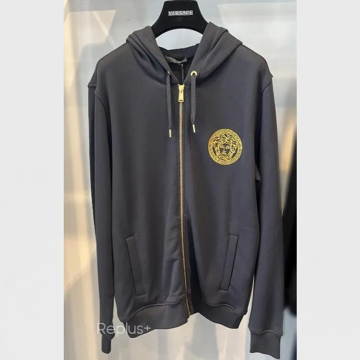 VERSACE  |Unisex Street Style Long Sleeves Plain Logo Luxury Hoodies