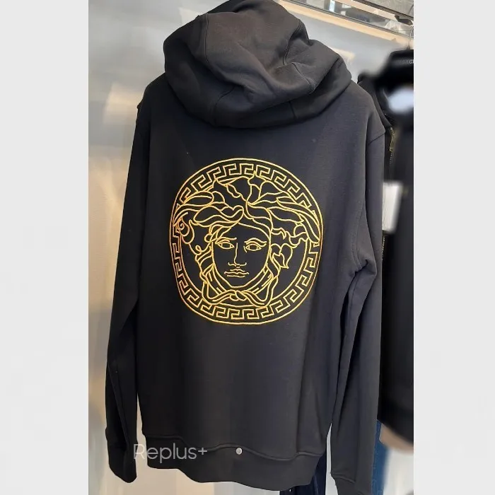 VERSACE  |Unisex Street Style Long Sleeves Plain Logo Luxury Hoodies