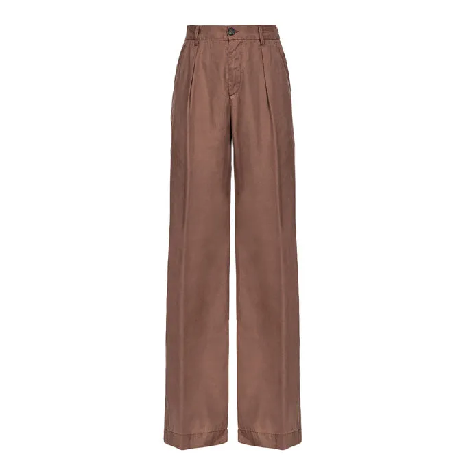 WIDE LEG LYOCELL TROUSER Woman Chestnut Brown