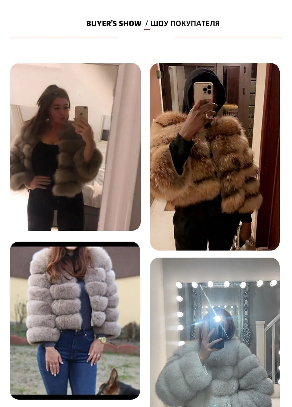 Women's Luxury Winter Long Sleeve Natural Fox Raccoon Fur Jacket