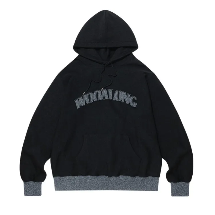 WOOALONG  |Unisex Street Style Long Sleeves Plain Cotton Logo Hoodies