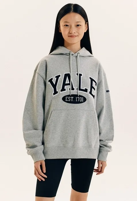 YALE  |Unisex Street Style Long Sleeves Plain Cotton Oversized Logo