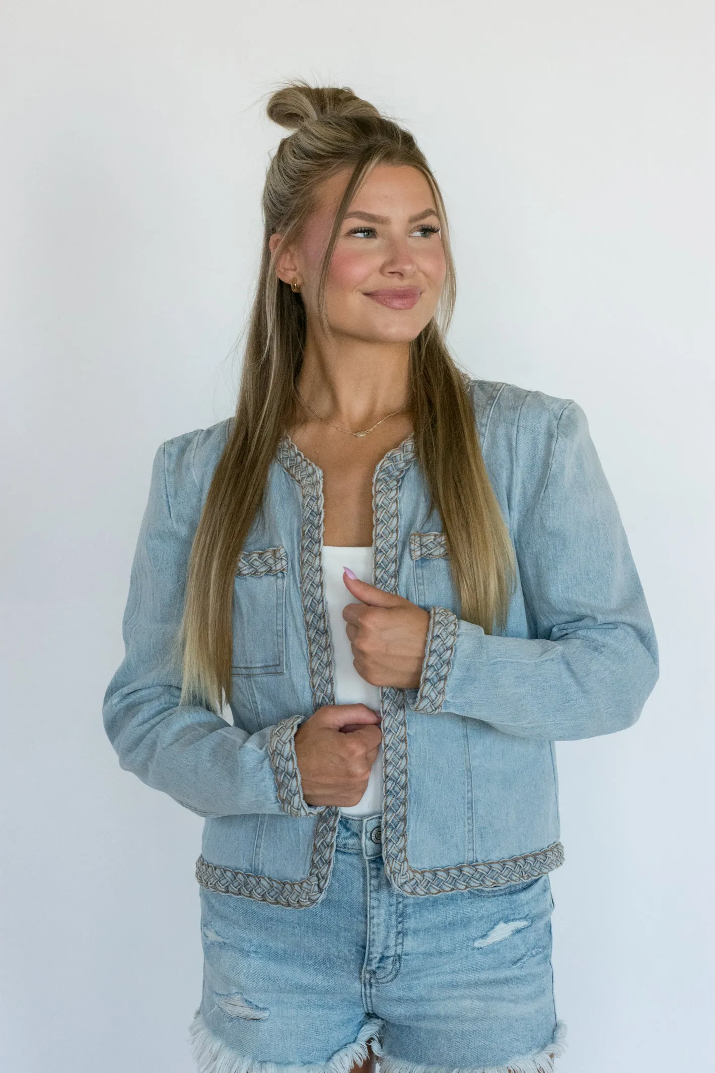 You Can Get Away with Anything Braided Detail Denim Jacket