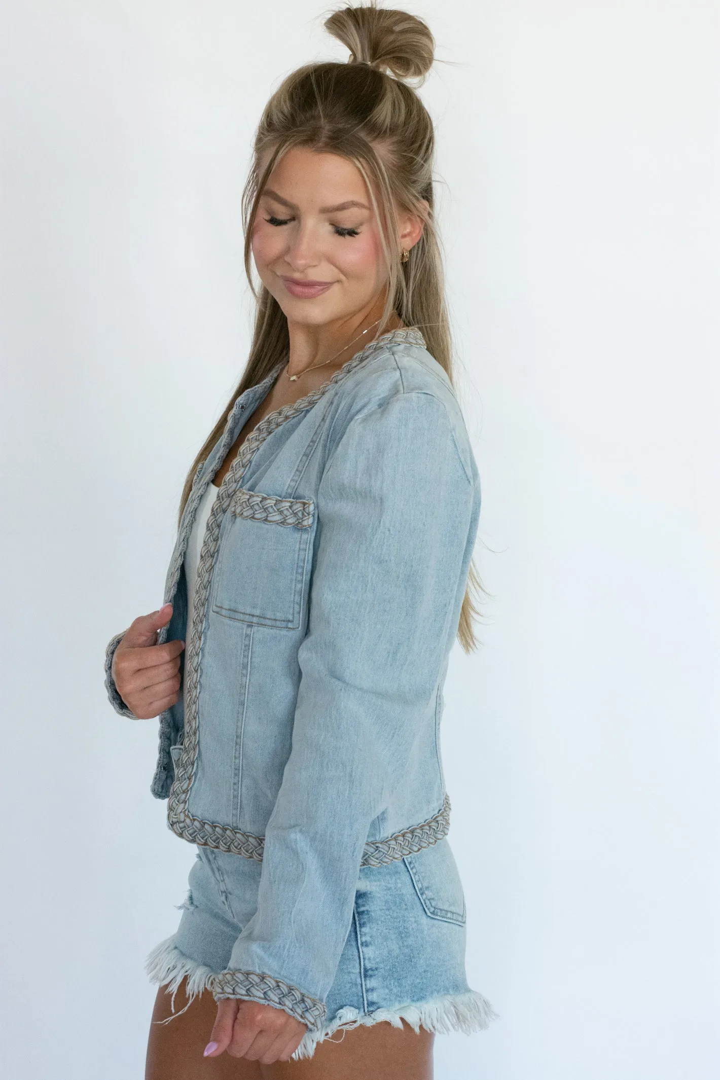 You Can Get Away with Anything Braided Detail Denim Jacket