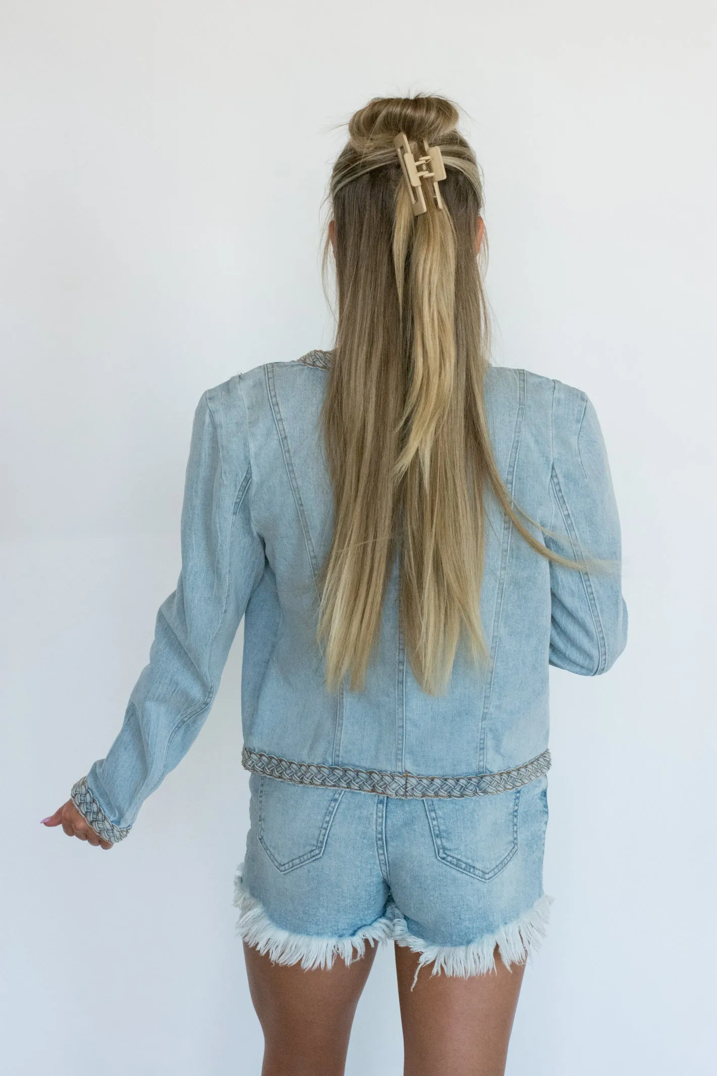 You Can Get Away with Anything Braided Detail Denim Jacket