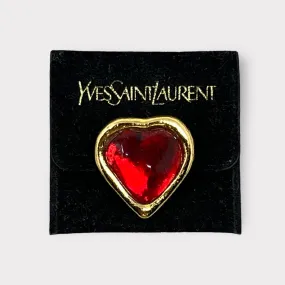 YSL Poured Glass Heart Brooch